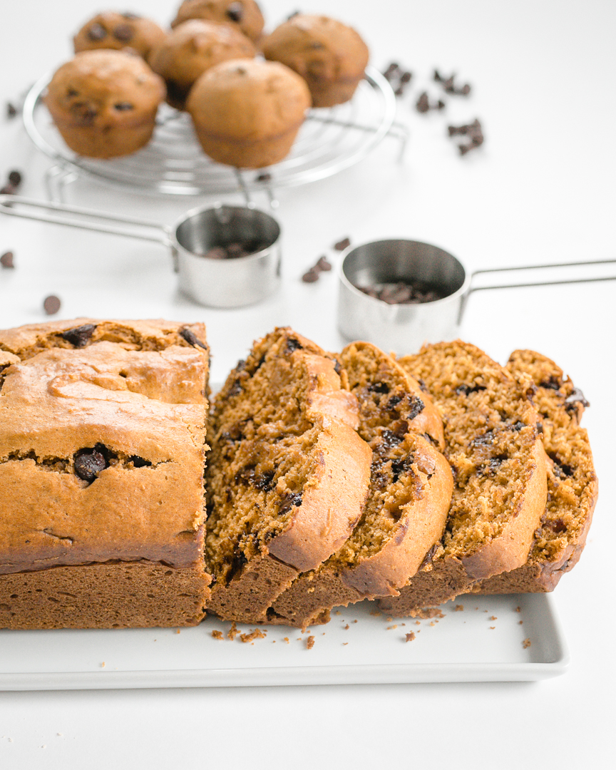 Chocolate chip pumpkin bread and chocolate chip pumpkin