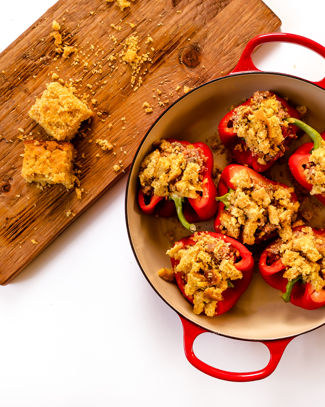 Stuffed peppers with cornbread stuffing