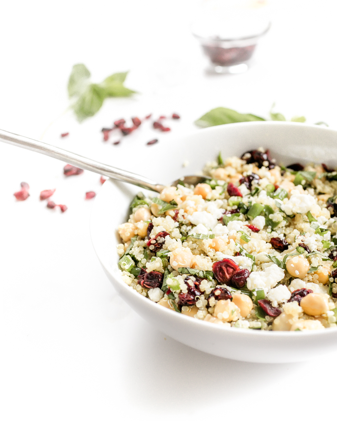 Quinoa Chickpea Cranberry Salad with Feta