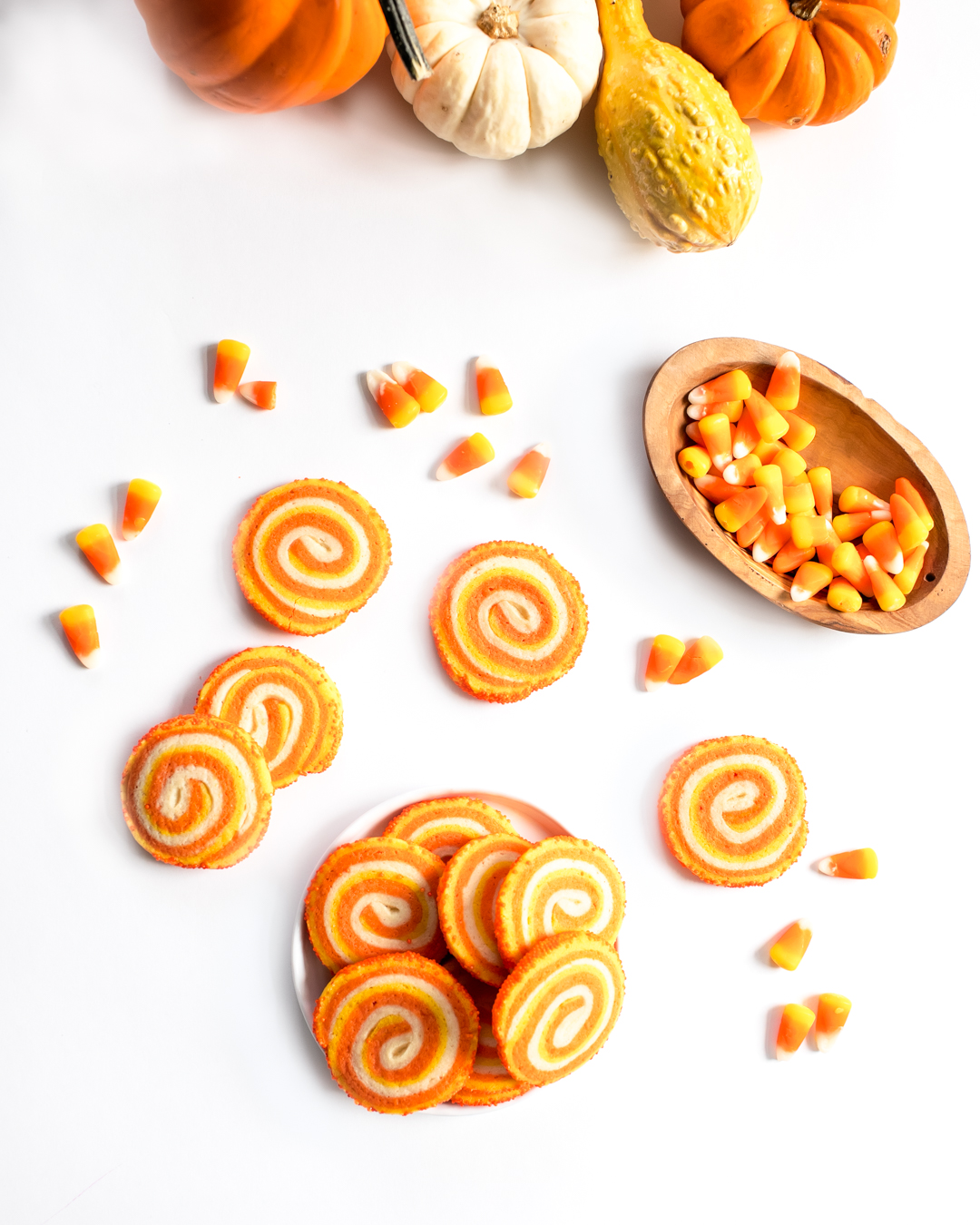 candy corn pinwheel sugar cookies