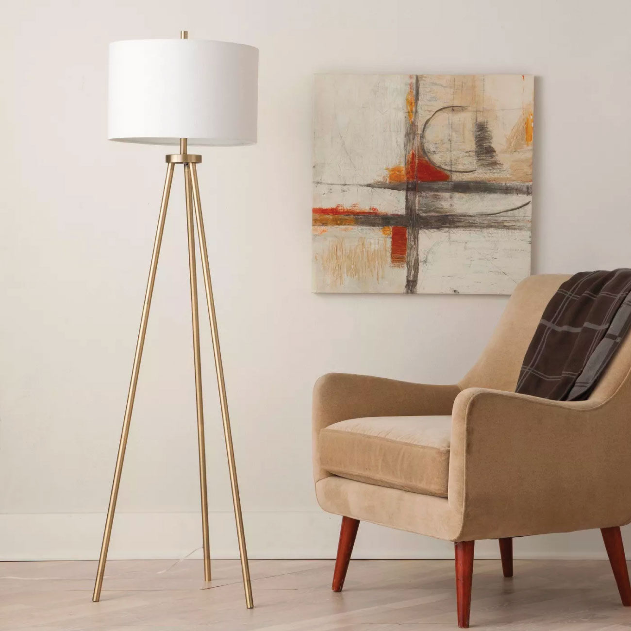 Ellis Tripod Floor Lamp Brass