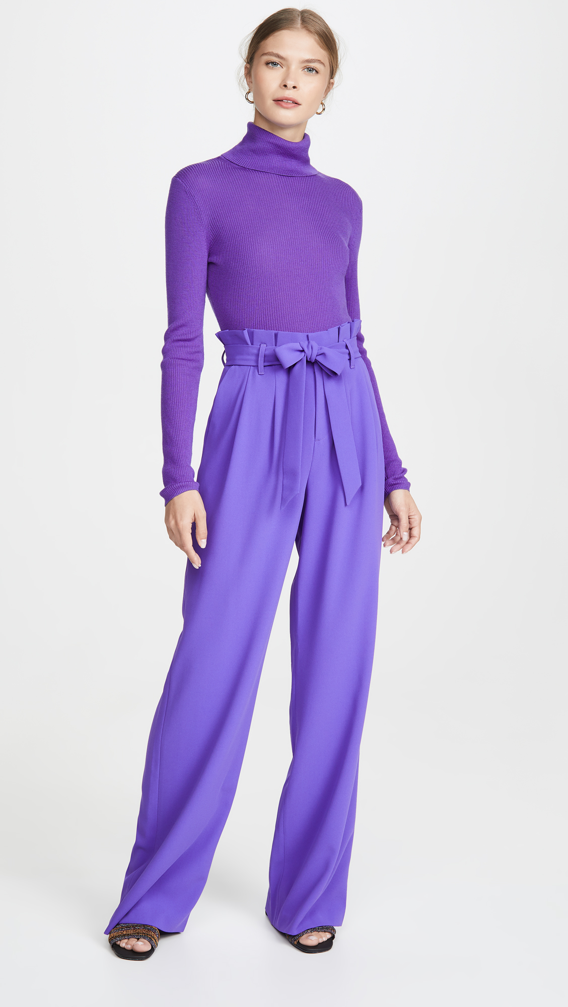 alice + olivia paper bag waist pleated pants