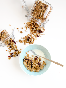 Honey, Almond and Cranberry Granola. I love these for the delicious clumps of sweet, chewy goodness! I like to eat it with some vanilla yogurt. YUM! | www.chicandsugar.com