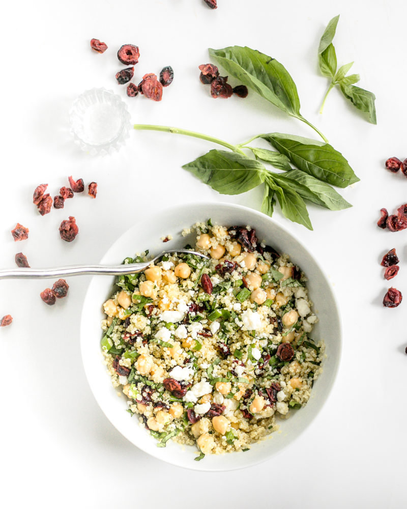 Quinoa Chickpea Cranberry Salad with Feta