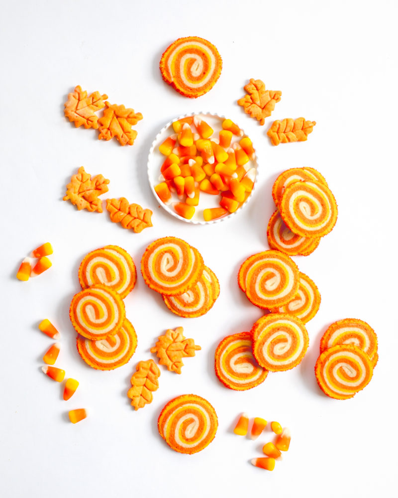 candy corn pinwheel sugar cookies